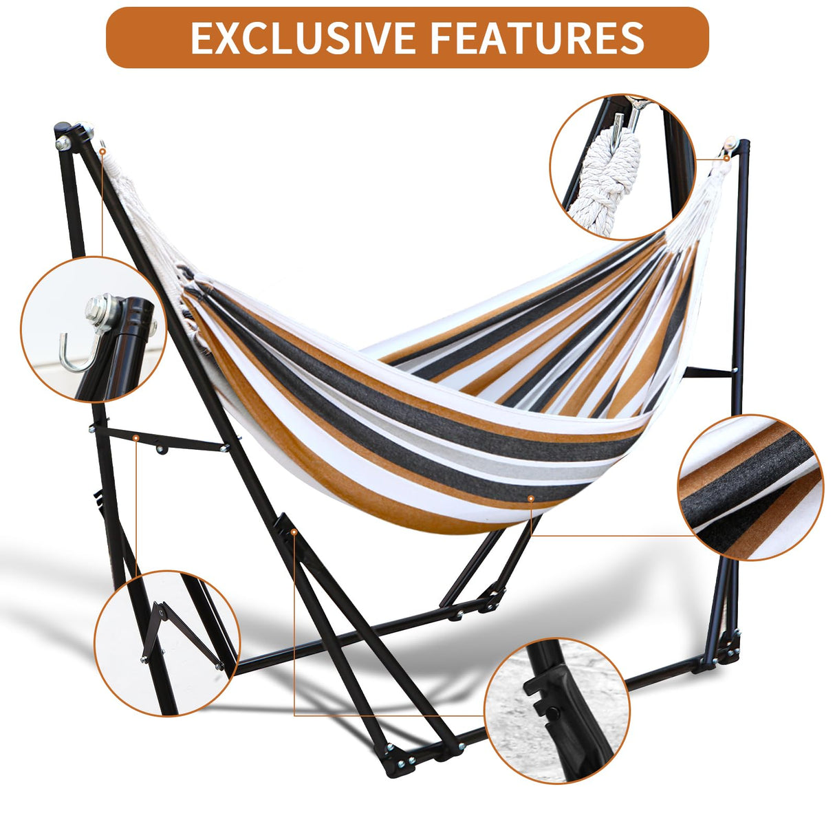 Hammock with Foldable Steel Stand,Frabic Tension Adjustable,Carrying Bag Included, 616 lbs Weight Capacity, Portable Suitable for Outside Garden Yard Outdoor Inhouse Multicolour LIEVIM