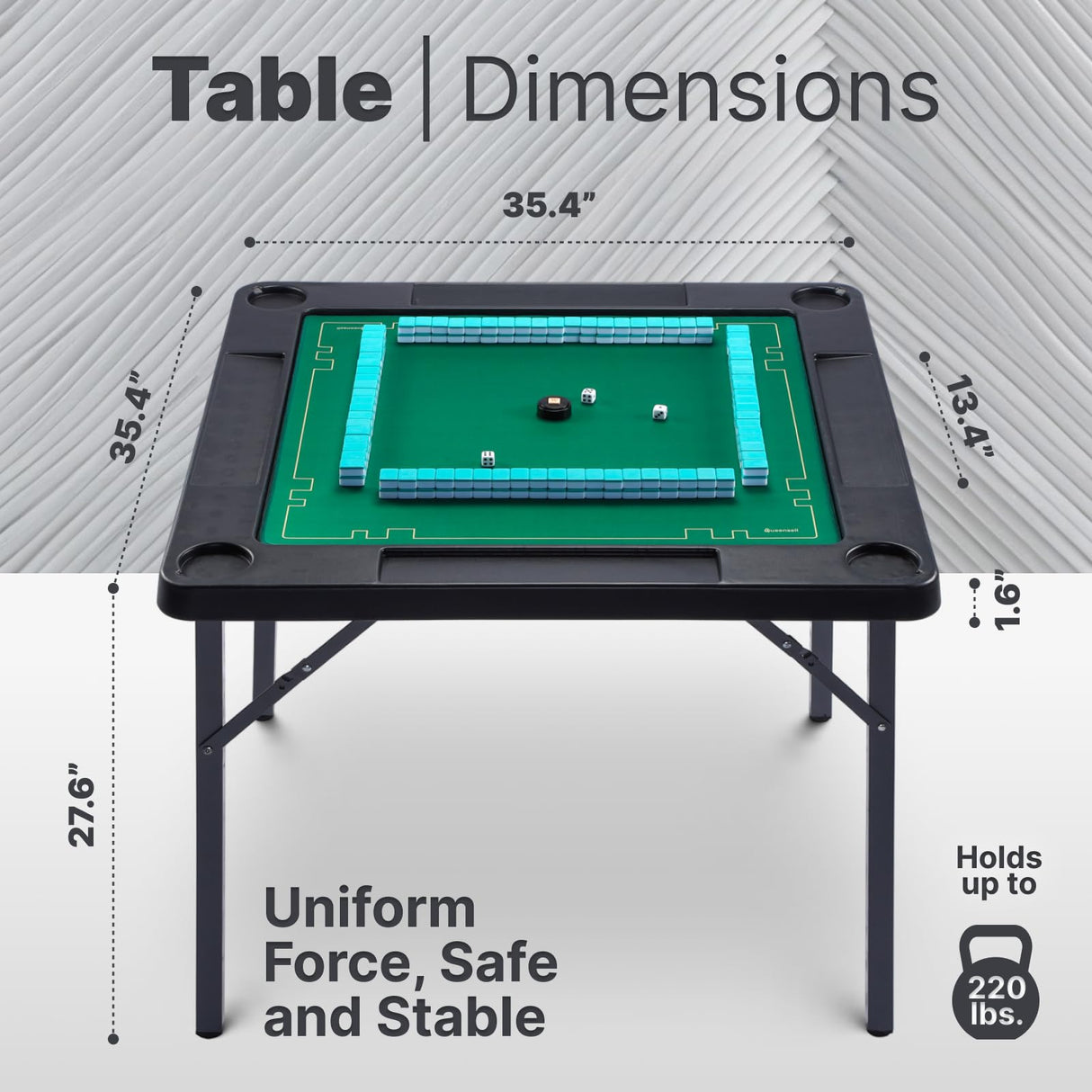 Queensell Folding Game Table with Double Sided Mat, Foldable Board Game Table for Mahjong, Domino, Poker, Puzzle, Card - 35 x 35 x 27 Inches with Storage Bag Queensell