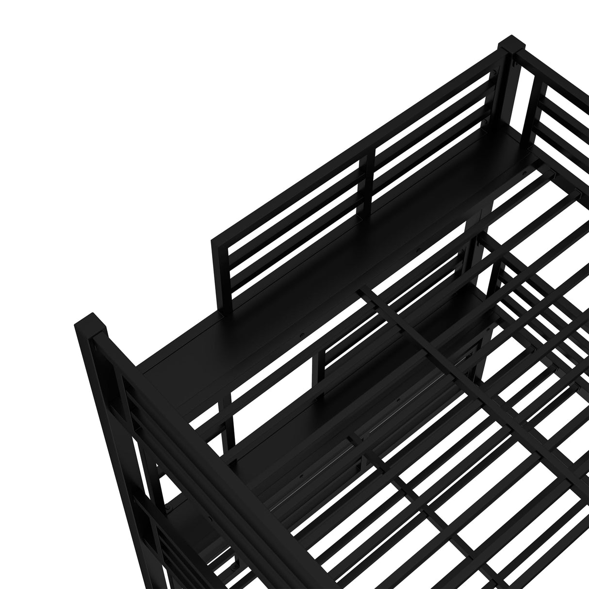 Bellemave Heavy Duty Triple Bunk Bed for Multiple Kids,Full Over Full Over Queen Size Bunk Beds with Storage Board for 3 Kids,Metal Triple Bed for Boys Girls,Black Bellemave
