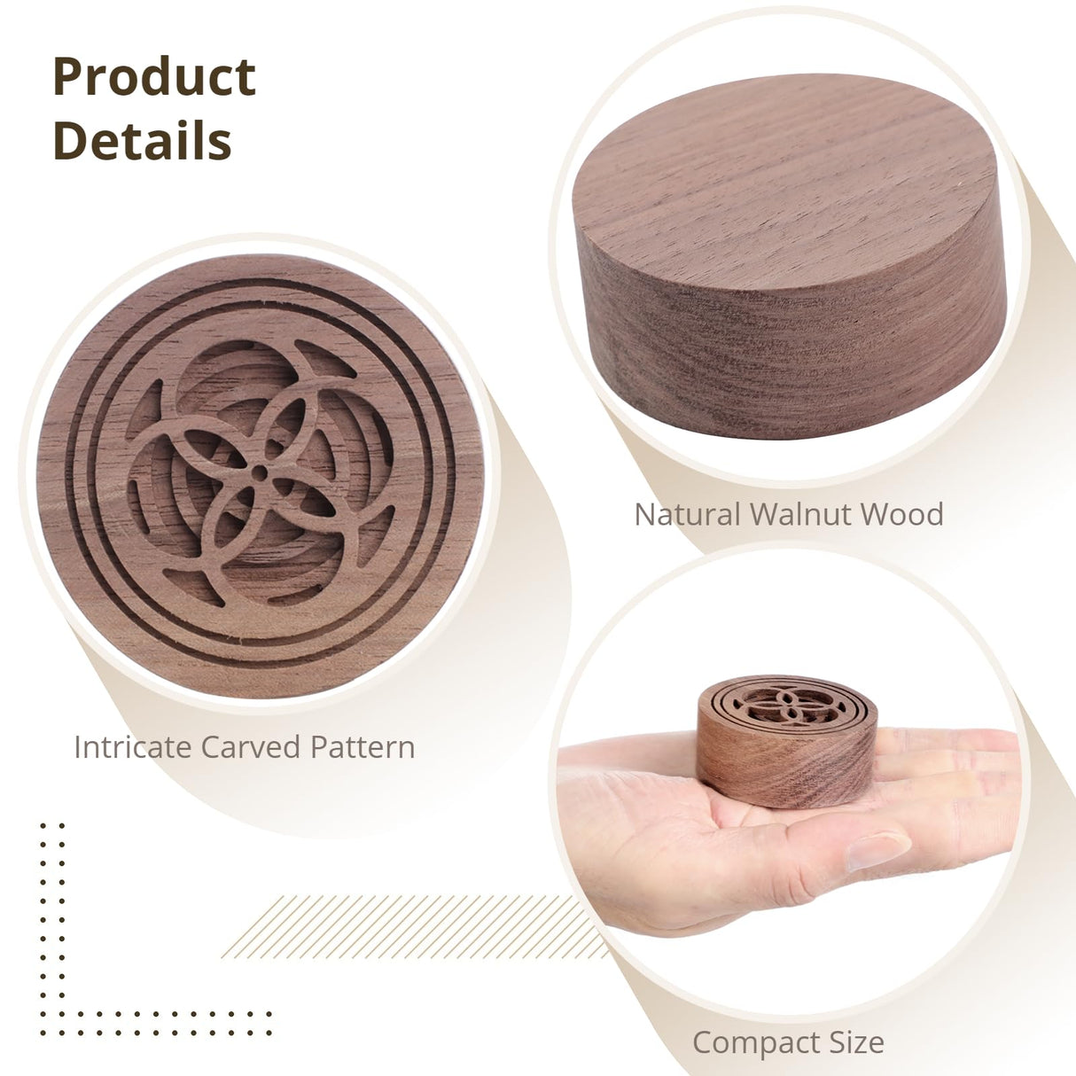 2 PCS Wooden Essential Oil Diffuser, Walnut Wood Diffuser, Aromatherapy Diffuser, Small Round Diffuser for Home, Offices, Cars, Yoga Rooms, Sauna Rooms, SPA Centers Anjetan