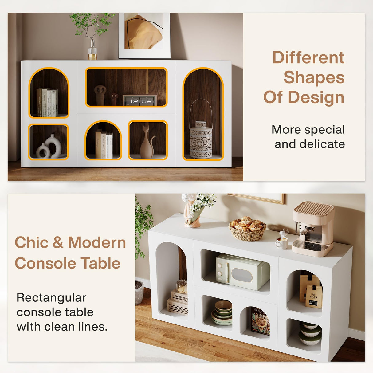 Tribesigns 59" White Console Table, Modern Entryway Table, Wooden Storage Organizer Entrance Table with 6 Compartments, Long Sofa Table, Behind Couch Table with Storage for Living Room, Hallway, Foyer Tribesigns