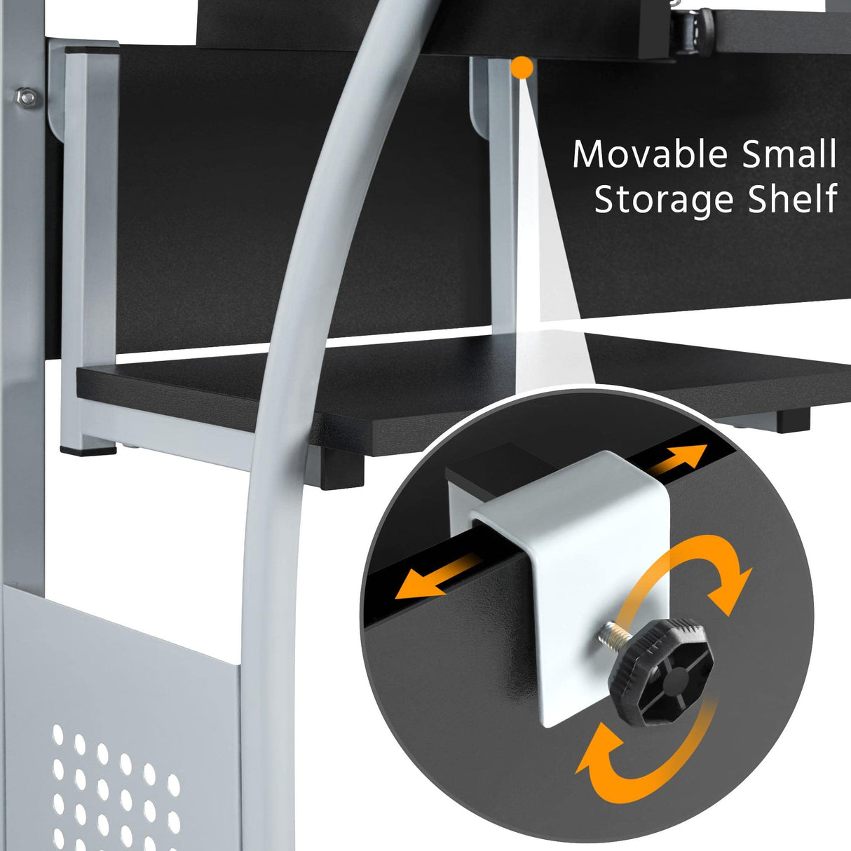 Yaheetech Mobile Home Office Desk with Power Outlet and 2 USB Charging Ports for Studying, 3 Tiers Computer Desk with Keyboard Tray and Charging Station, Rolling PC Laptop Table for Small Space, Black Yaheetech