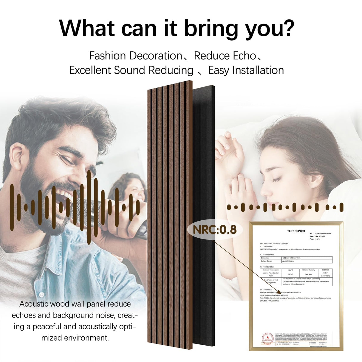 ARMURO Wood Panels for Wall - 2 PCS Wood Slat Wall Panel, Natural Walnut Veneer Acoustic Wall Panels - 12.6" W x 94.5" L ARMURO