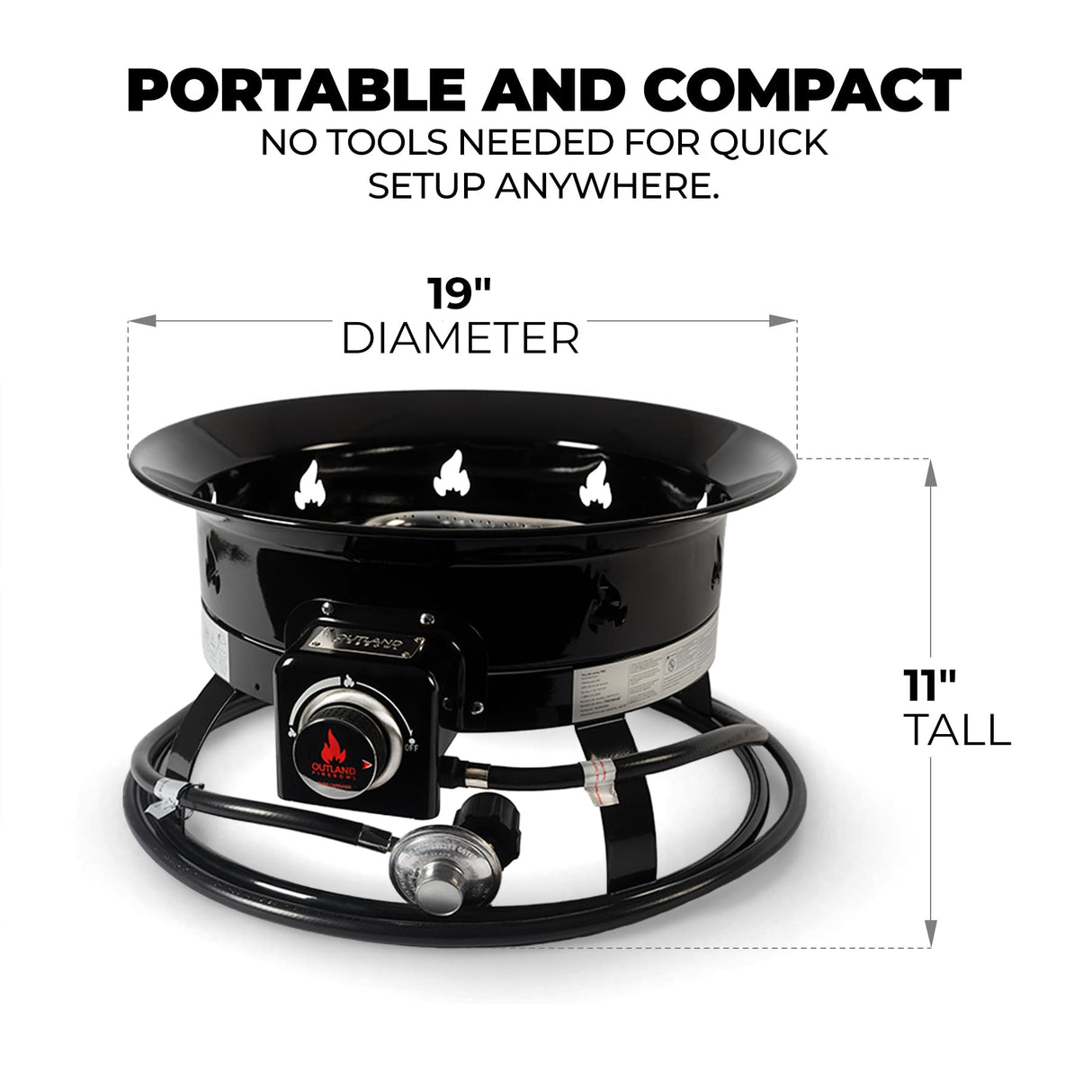 Outland Living Portable Propane Fire Pit, 19-inch, 58,000 BTU Smokeless Gas Firebowl | Perfect for Camping, Patio, Backyard, Tailgating, Deck, RV| Black 823 Standard Outland Living