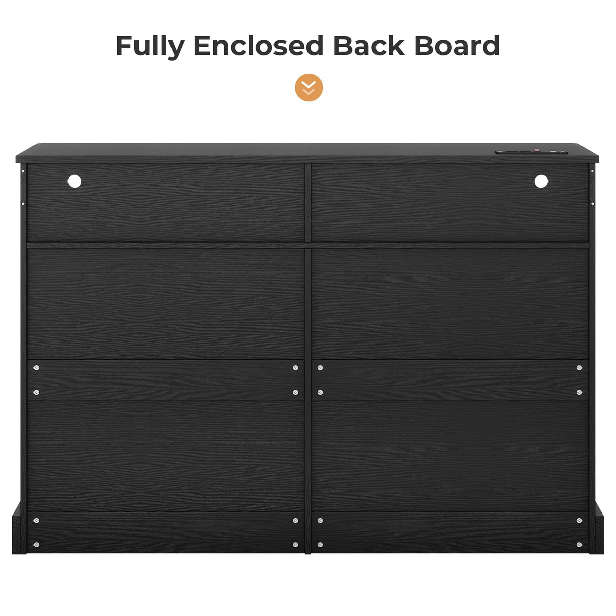 DICTAC Dresser for Bedroom with LED Lights and Charging Station, Black Dresser with No Handle Drawers, Modern Chest of Drawers, Dimensions 50.4''L x 15.7''D x 36.7''H DICTAC