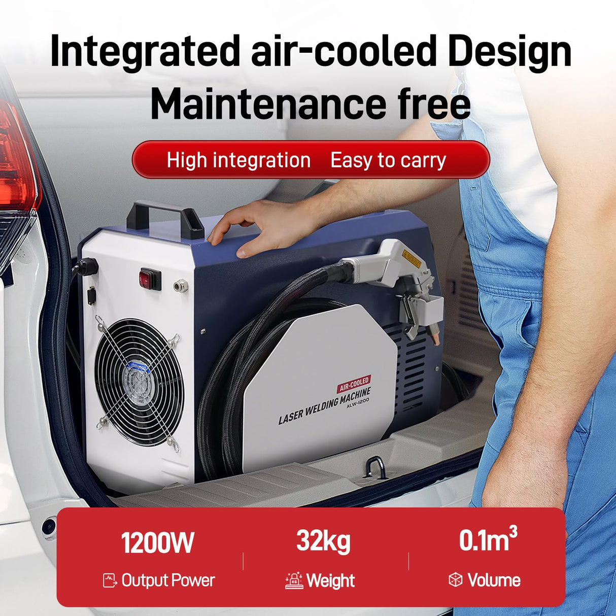 WTTTOOLS Laser Welding Machine 1200 W (0.874mW) 2-in-1 Air Cooled Laser Welder Portable Welder 220V Handheld Fiber Welder Gun Class 2 with Auto Wire Feeder for Metal Stainless Steel Aluminum Copper WTTTOOLS