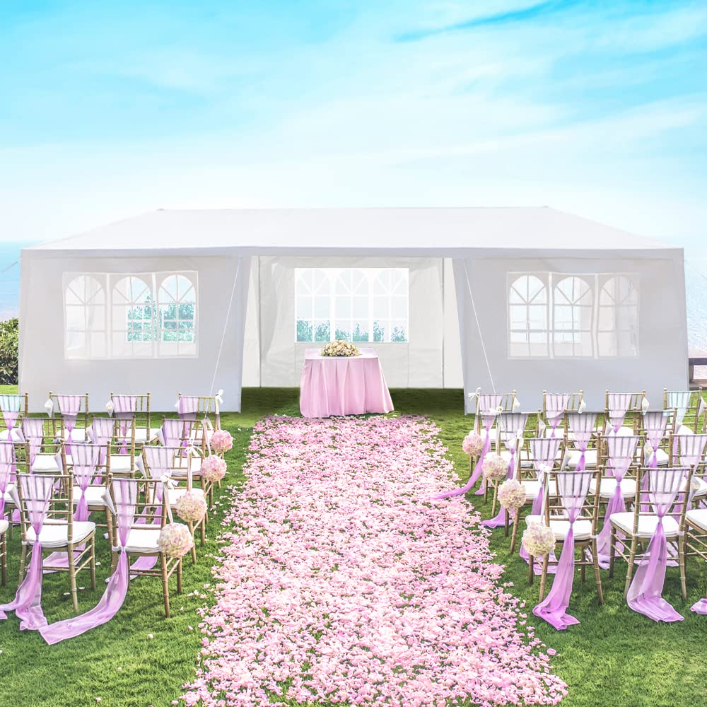 SEALAMB 10x30 FT Heavy Duty Canopy Party Tent, Durable Waterproof Pe Cloth, Outdoor Patio Party Tent Wedding Tents with 7 Removable Sidewalls for Backyard and Garden SEALAMB