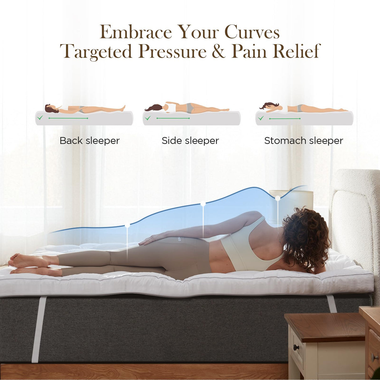 Decroom 3 Inch Memory Foam Mattress Topper King Size for Back Pain Relief, Soft Fluffy Supportive Bed Mattress Pad, Filled with Breathable & Soft Memory Foam Pillow Topper, 80x78x3 Inch Decroom