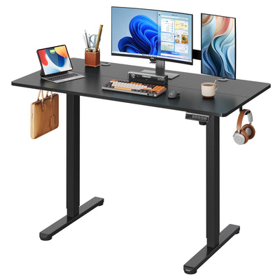 DEVAISE 48 X 24 Inches Electric Standing Desk,Height Adjustable Stand up Desk for Home Office, Ergonomic Sit to Stand Desk with Phone Holder,Black