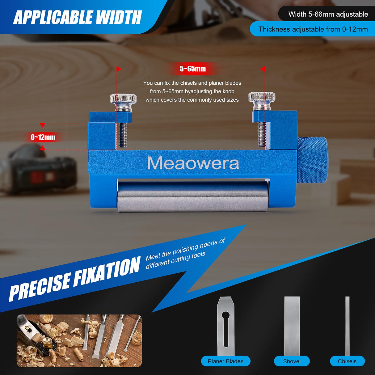 Chisel Sharpening Kit with Adjustable Honing Guide – Wood Chisel Sharpener for Chisels and Planer Blades – Precision Angle Control – No Sharpening Stone Included Meaowera