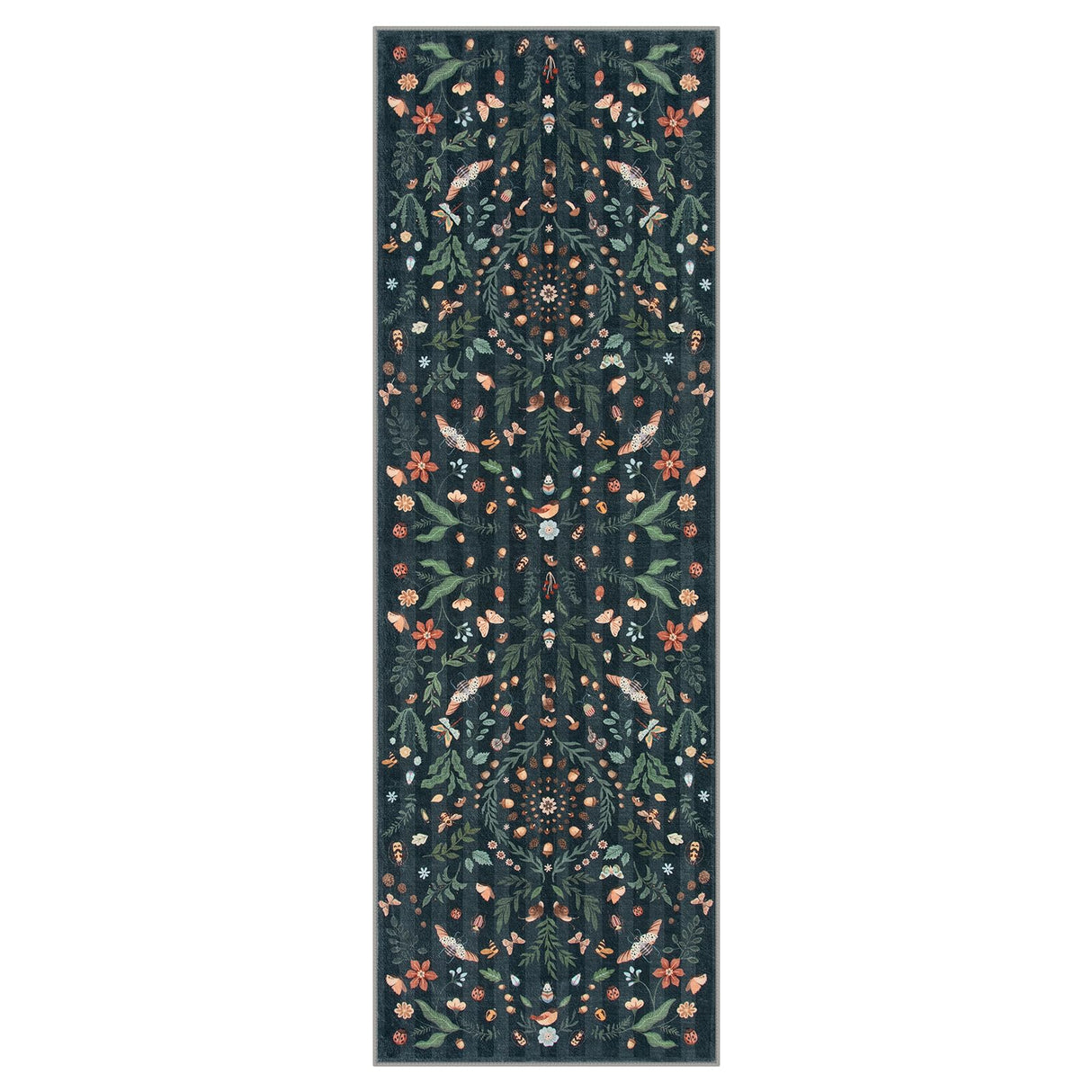 Lahome Insect Botanical 2x6 Washable Rug Runners for Hallways Non Slip, Black Bathroom Kitchen Runner Rugs Non Skid, Soft Non-Slip Entryway Indoor Carpet for Laundry Bedroom Lahome