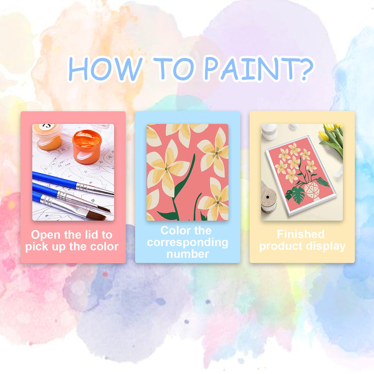 6 Pack Paint by Number for Adults-Paint by Numbers Kit for Adults Flowers, Floral Easy Painting by Number Perfect for Gift Home Wall Decor (6 Pack, 8x12 inch) HITO