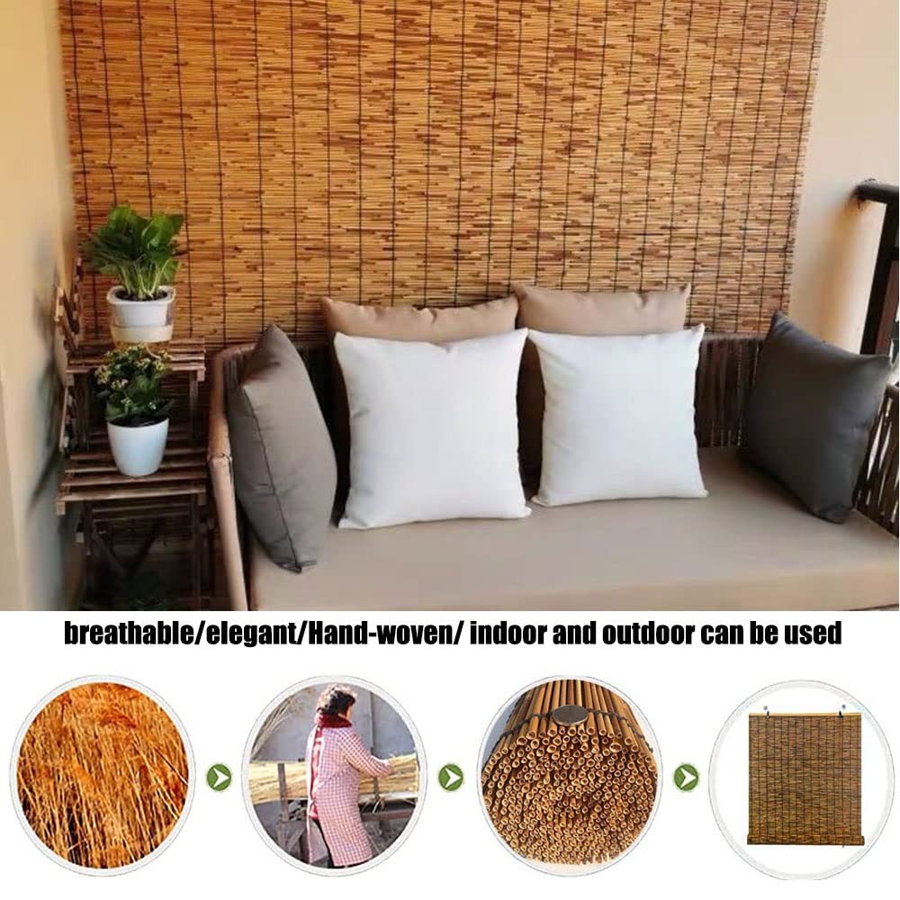 Bamboo Blinds for Patio Sunshades Reed Shade 24 30 34 36 38 40 42 48 56 60 66 Inch Wide Cordless Roman Shades Roller Shades Windows Reed Curtains Anti-UV Bamboo Shades (26.8x17.7x9in : 52" W x 48" H CSXCQM