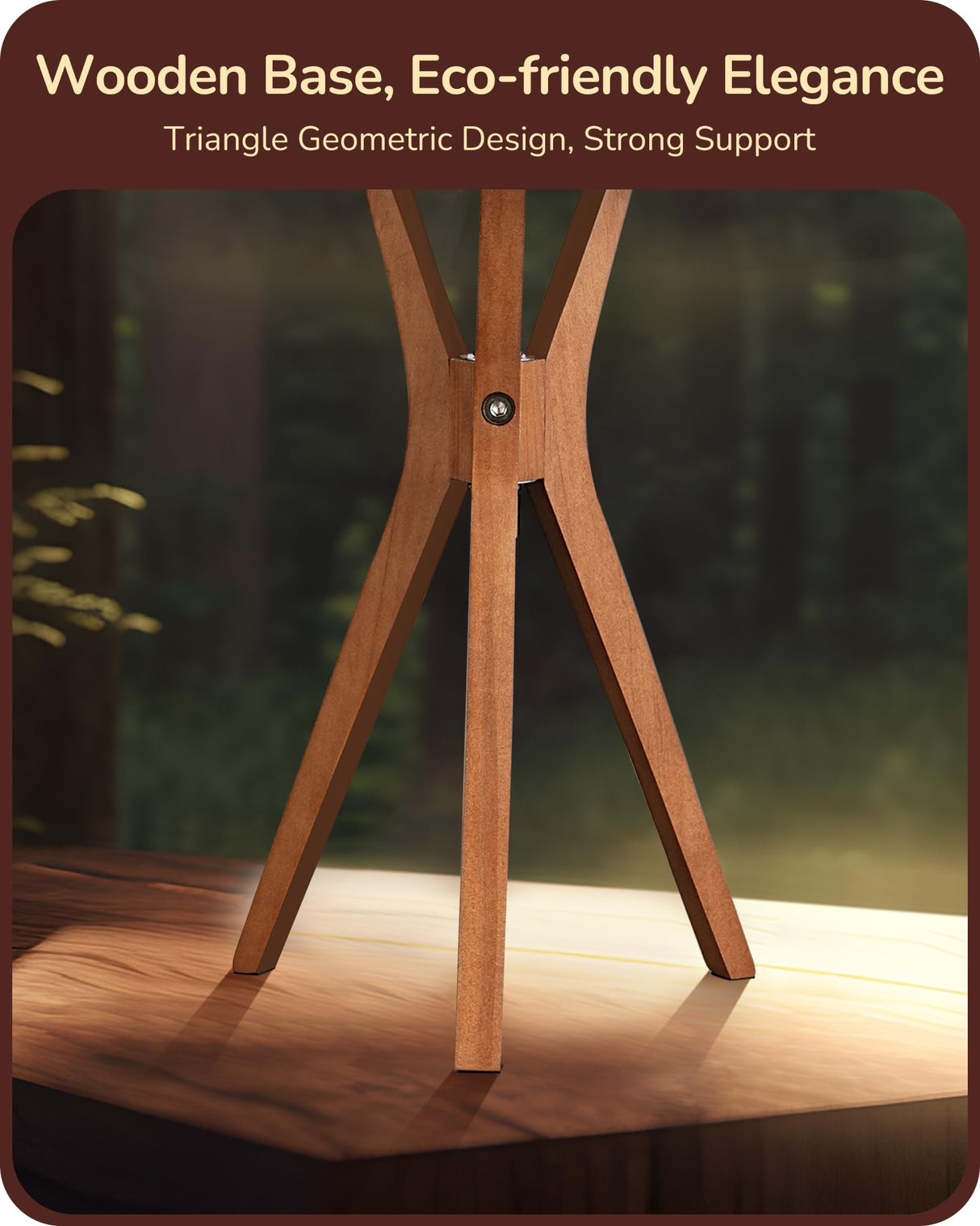 EDISHINE Mid Century Table Lamp, 17.5" Tripod Bedside Lamp with Deep Wood Color Light Base & Beige Linen Lampshade, Nightstand Lamp for Bedroom, Living Room, Reading Room, E26 Base EDISHINE