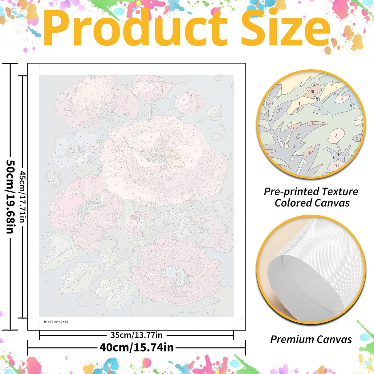 Flowers Paint by Numbers for Adult, Poppy Paint by Numbers Kit for Adults Beginners, DIY Flowers Acrylic Painting on Canvas for Home Wall Art Decor 16x20 Inch Mandun