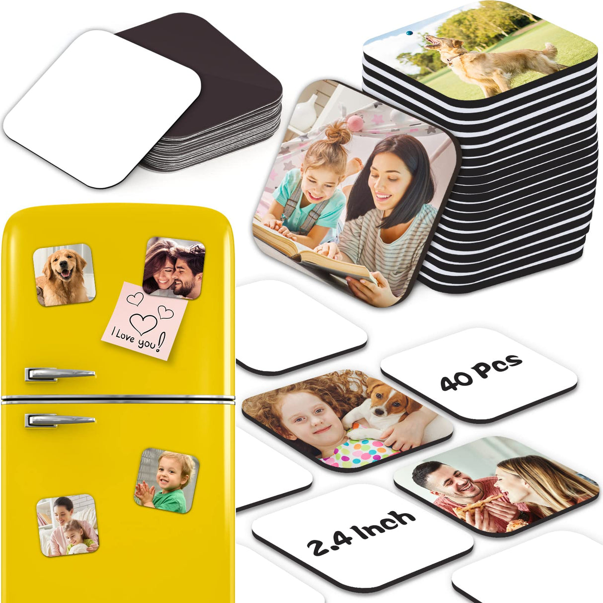 Sublimation Magnet Blanks, Personalized Sublimation Blanks Bulk with 20 PCS Larger Square Blanks, 20 PCS Fridge Magnets for Custom Refrigerator Oven Dรฉcor Office Calendar DIY Crafts (6 x 6 cm) Cruzix