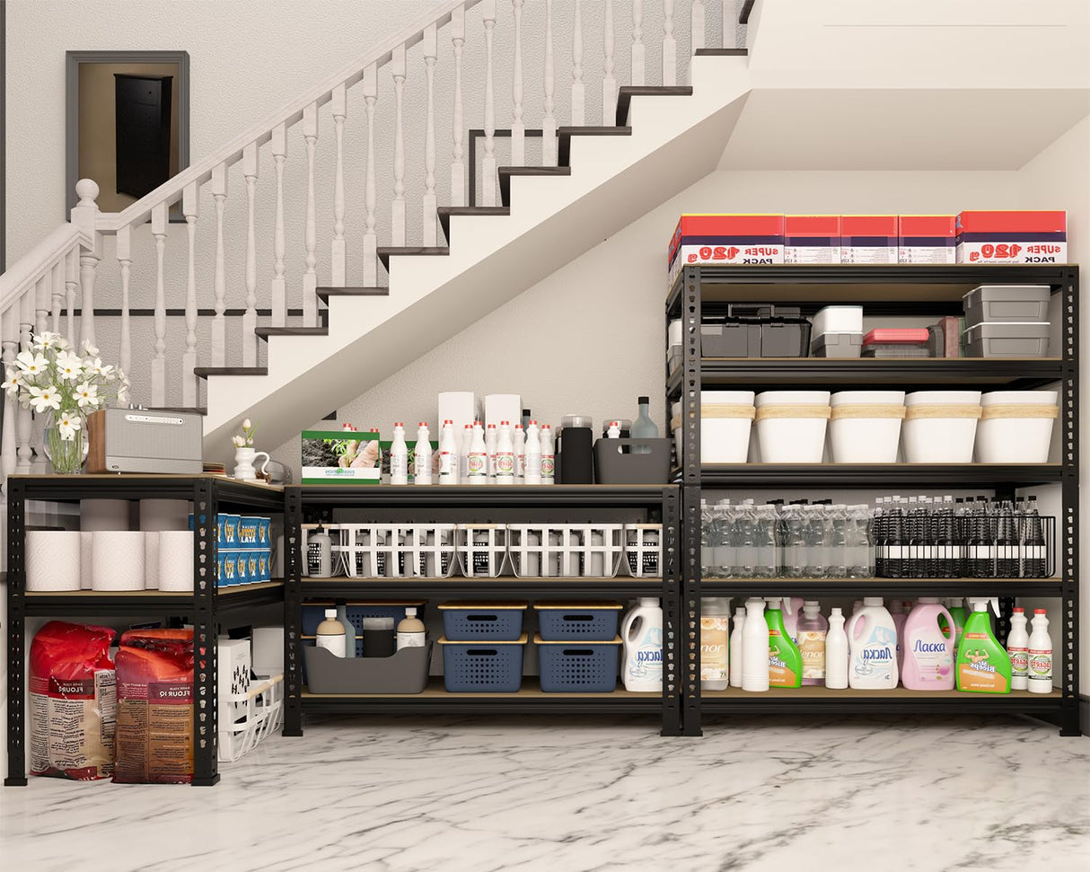 BuxWellBang 5 Tier Garage Storage Shelves - 32" W x 16" D x 63" H Adjustable Heavy Duty Metal Shelving Unit, Garage Shelving Organizers and Storage Utility Rack for Basement, Pantry, Kitchen, Black BuxWellBang