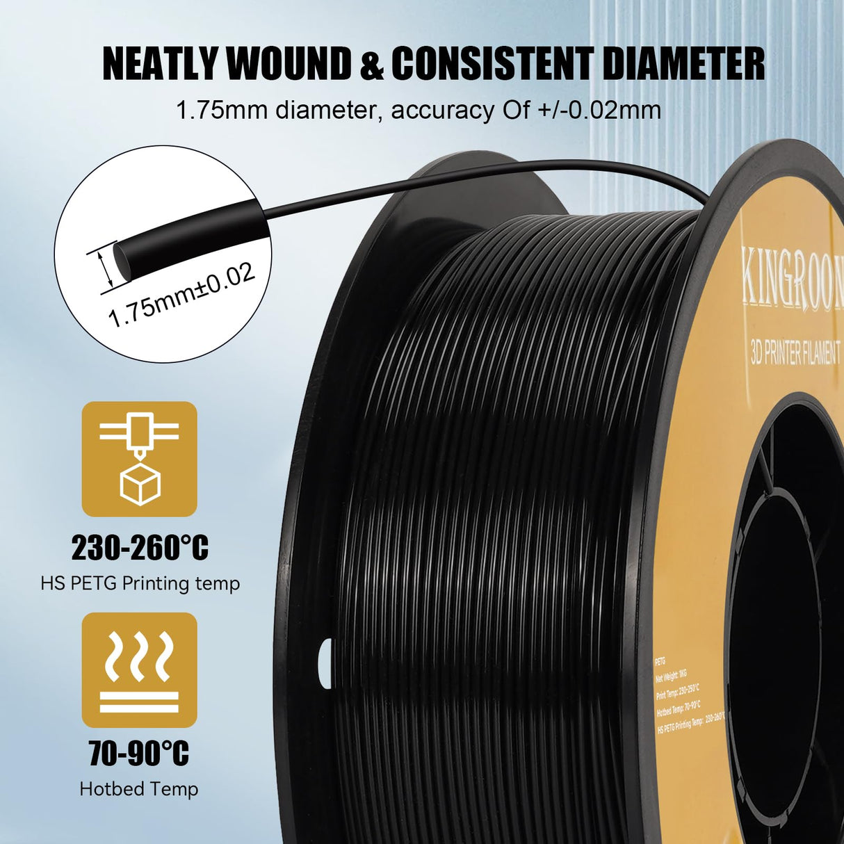 Kingroon High Speed PETG 3D Printer Filament 1.75mm, 3D Printer Rapid Filament for 30-600mm/s Hyper Printing Filament, Dimensional Accuracy +/- 0.03 mm, 10 kg Plastic Spool (22lbs(Mixed Colors) POJECITY