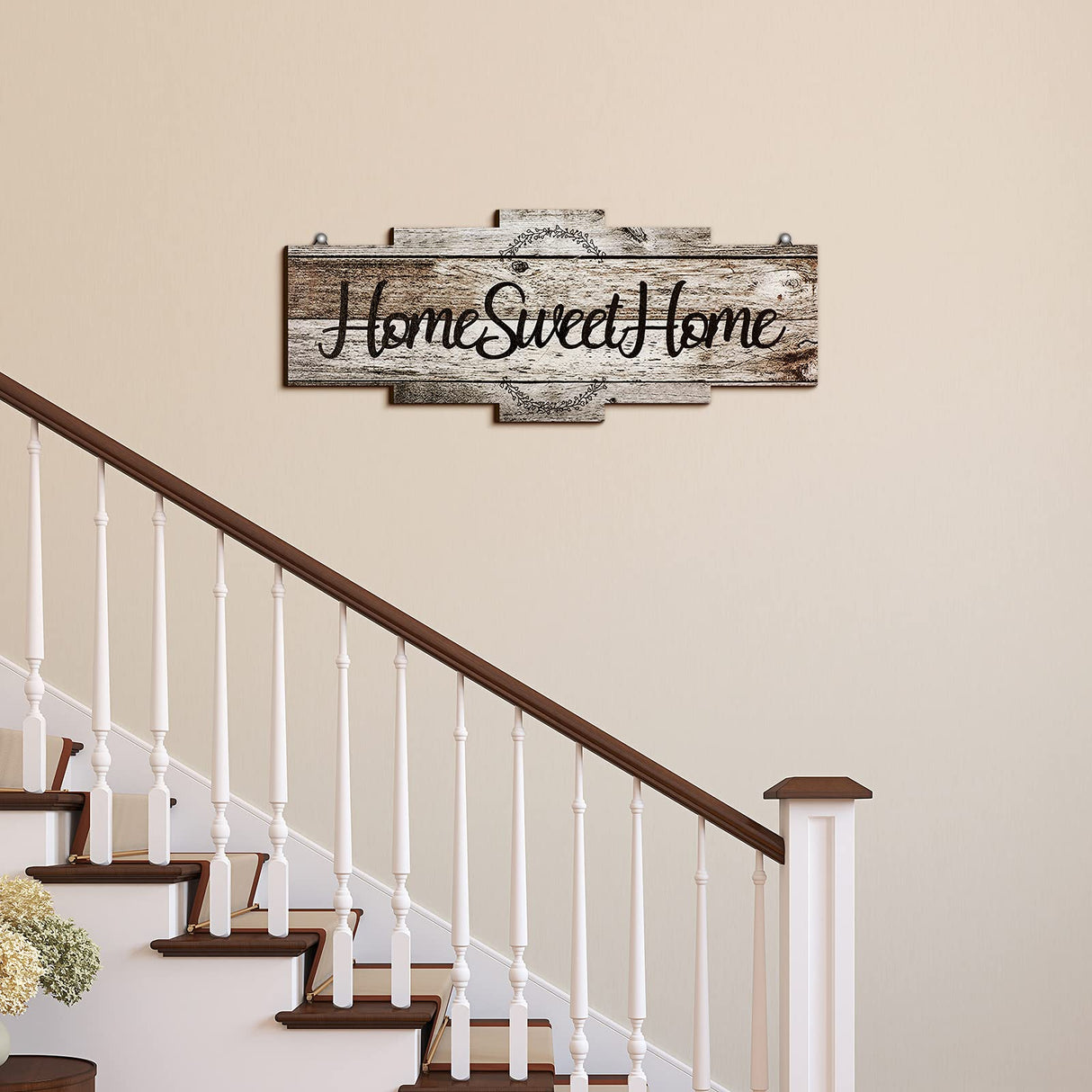 Jetec Home Sweet Home Sign, Rustic Wood , Large Farmhouse Home Plaque Wall Hanging Wooden Sign for Bedroom, Living Room, Wall, Wedding Decor (Gray) Jetec