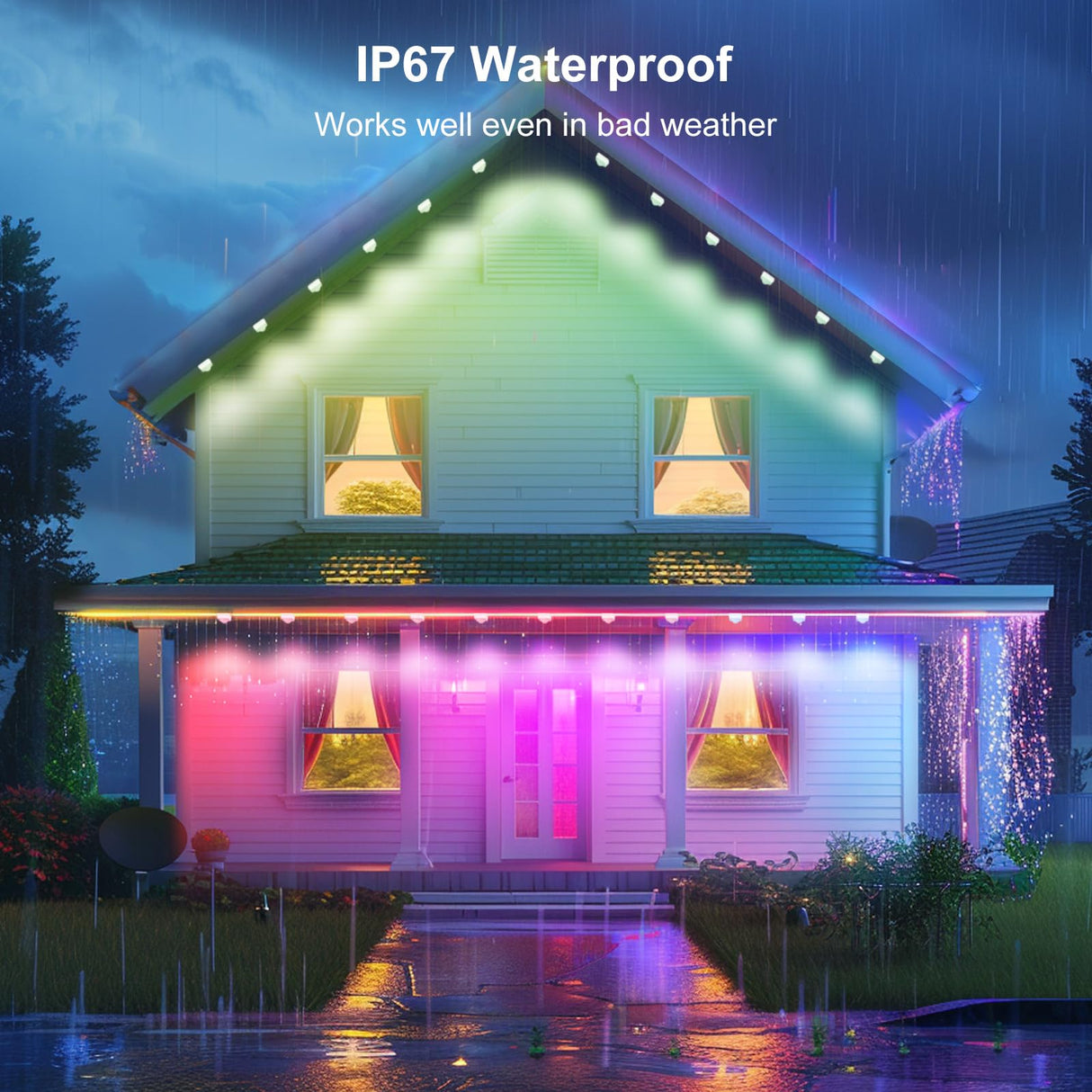 Permanent Outdoor Christmas Lights, 100ft with 72 LED RGB Lights, Smart, Works with APP, Alexa & Google Assistant lemonrole