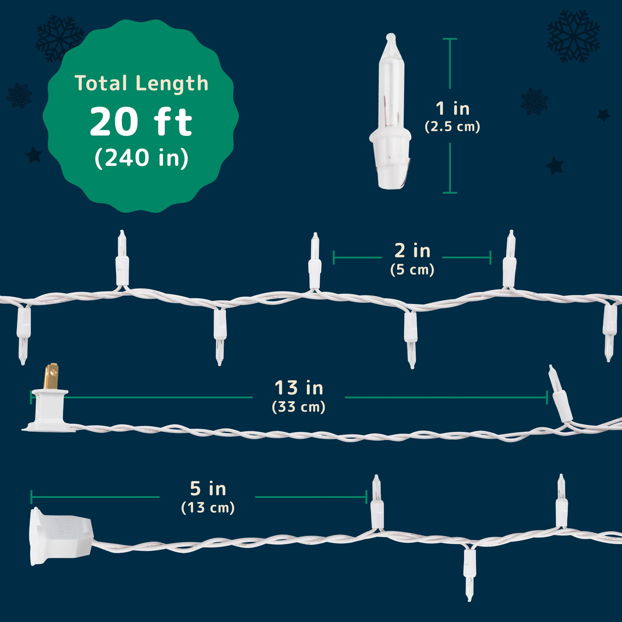 PREXTEX White Christmas Lights 100 Count - Incandescent Clear Warm White String Lights on White Wire - 20 ft Xmas Tree Lights for Indoor or Outdoor Decorations PREXTEX