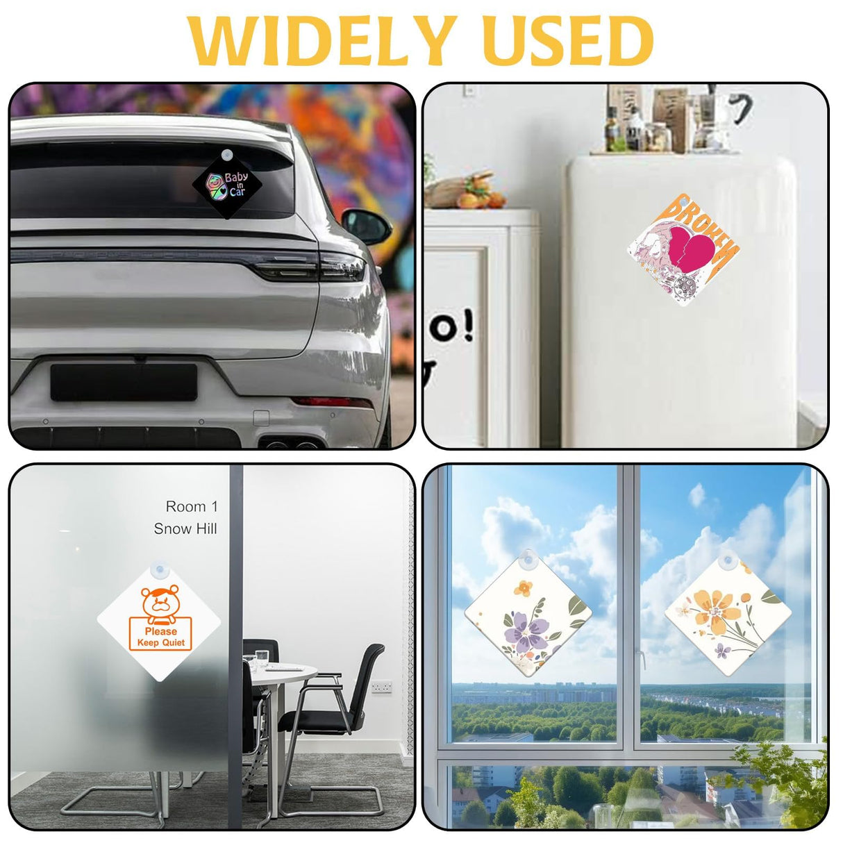 10Pcs Sublimation Blanks Metal Sign, Removable Sublimation Magnet Blanks Metal Sublimation Blanks Bulk with Suction Cup, Sublimation Ornament Blanks for Heat Transfer Home Window Wall Decoration HINGTAI