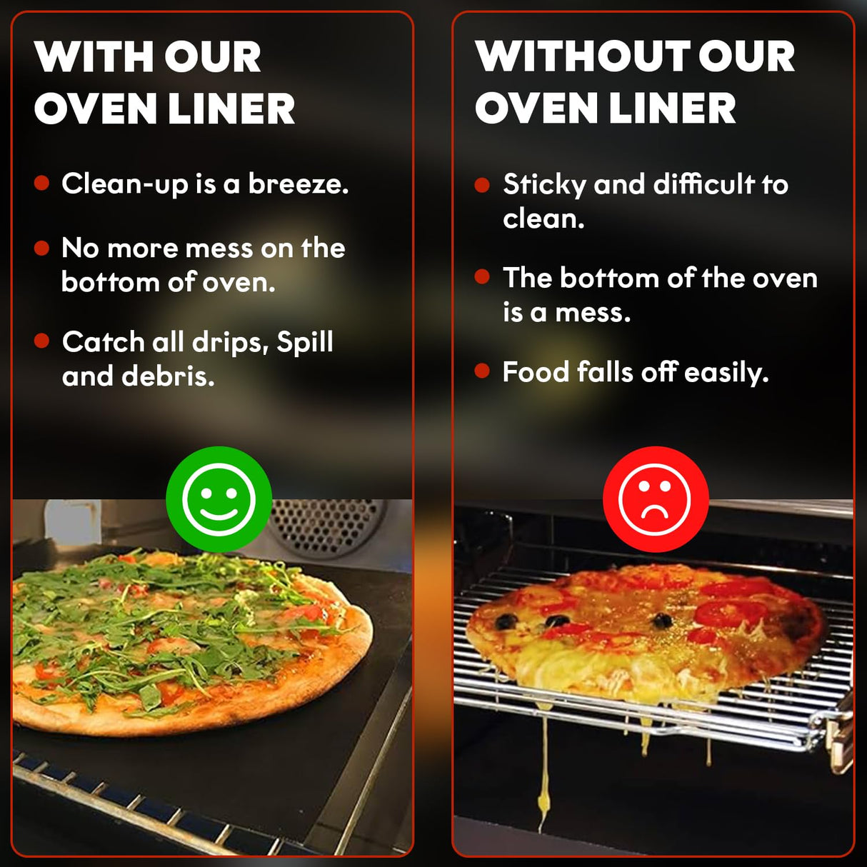 3 Pack Non-Stick Heavy Duty Oven Liners Set for Bottom of Electric Oven by Grill Magic - Thick, Heat Resistant Fiberglass Mat - Easy to Clean, Reduce Spills, Stuck Foods & Clean Up - BPA Free Grill Magic