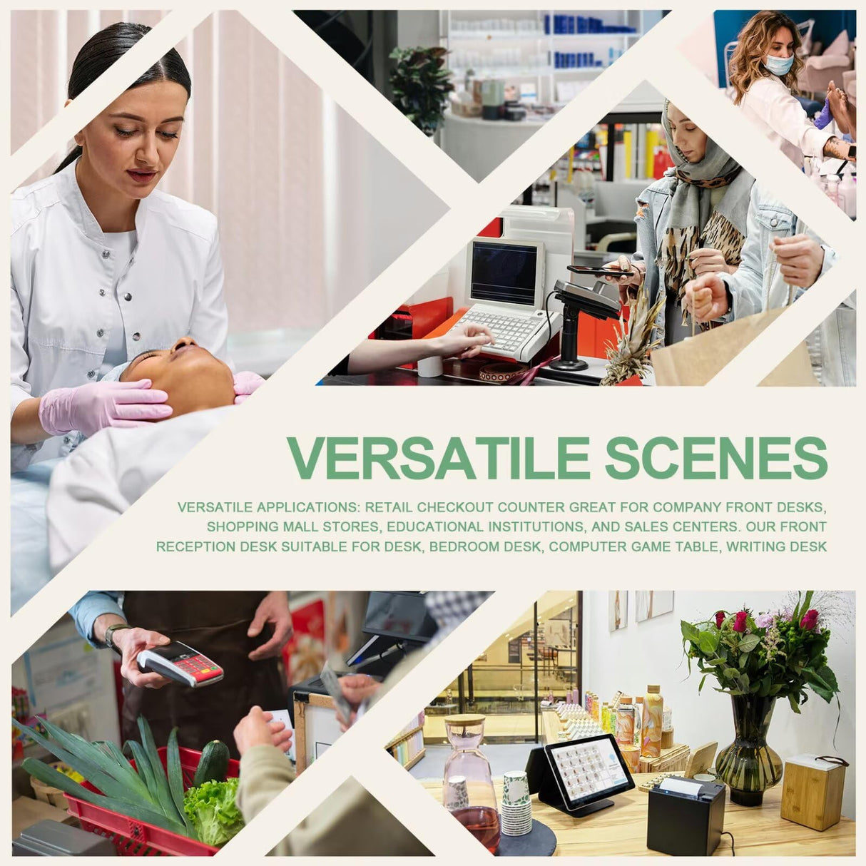 Reception Desk Modern Front Desk Reception Counter Retail Checkout Counter with Hidden Lighting Receptionist Room Tables No Assembly Required for Beauty Salon Wood and White Right 87inch Generic