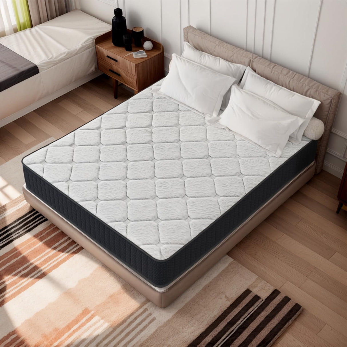 10" Queen Mattress, 10 Inch Hybrid Mattress with Comfort Support Memory Foam, Pressure Relief and Motion Isolation, Medium Firm, Mattresses in A Box AYJOIR