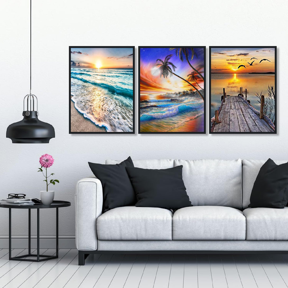 6 Pack Diamond Art Kits for Adults,DIY Beach Diamond Painting Kits Round Diamond Dots for Adults,5D Full Drill Painting Kit Art and Crafts for Adult Home Wall Decor 12 X 16inch CEUHROG