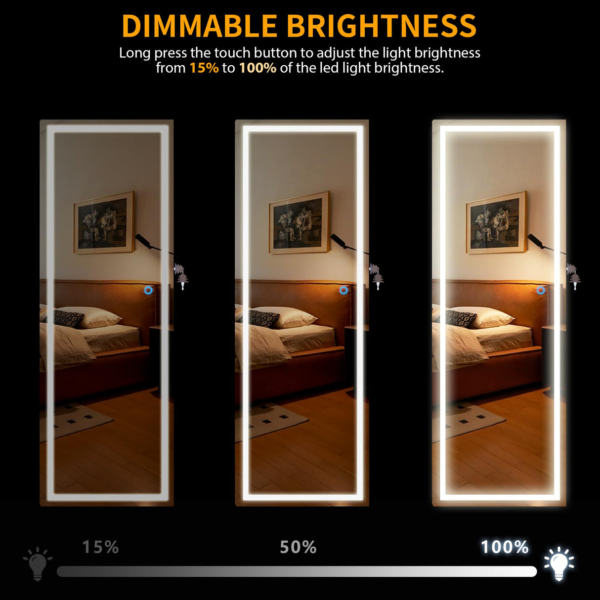 LVSOMT LED Wall/Door Mounted Jewelry Cabinet Armoire, Full Length Mirror with Lights, Lockable Storage Organizer, Over the Door Hanging Body Mirror (Wood) LVSOMT