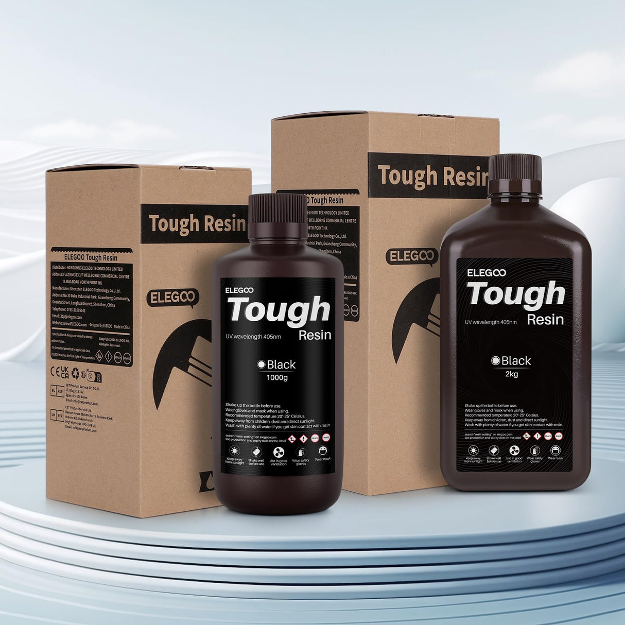 ELEGOO Tough Resin, 3D Printer Resin with High Impact Resistance and High Toughness, High Precision 3D Printing Resin for High Performance Printing, 3D Resin for DLP LCD 3D Printers, Grey 2000g ELEGOO