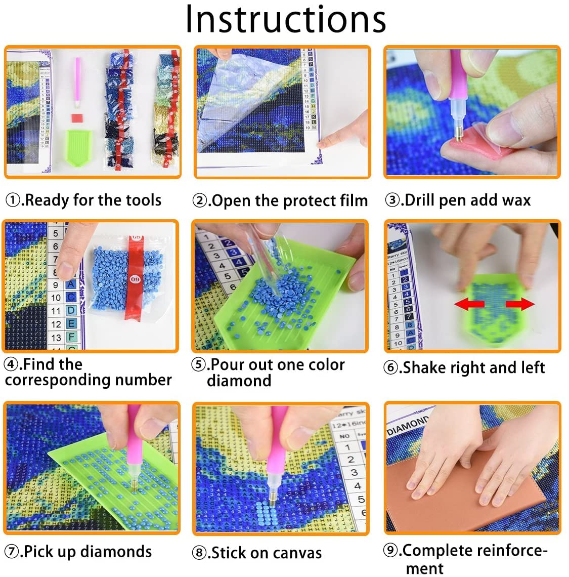 HONGJIE 5D DIY Diamond Painting by Number Kits Air Force 16X20 Inch for Adults and Kids, Round Full Drill Rhinestone Cross Stitch Mosaic Art for Home Wall Decoration and Gift Option. Hongjie