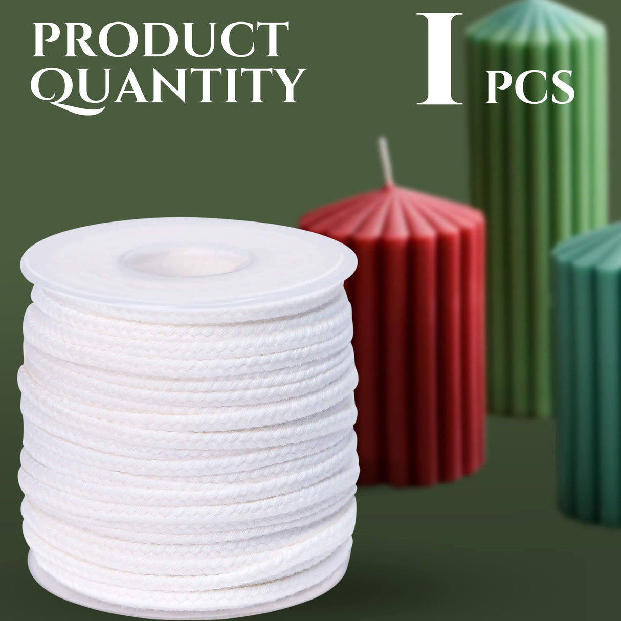 24 PLY Braided Candle Wick Spool White Woven Wicks Cord for Candle Making 200 Foot Lacing Roll for DIY Craft Cotton Cord YARRD