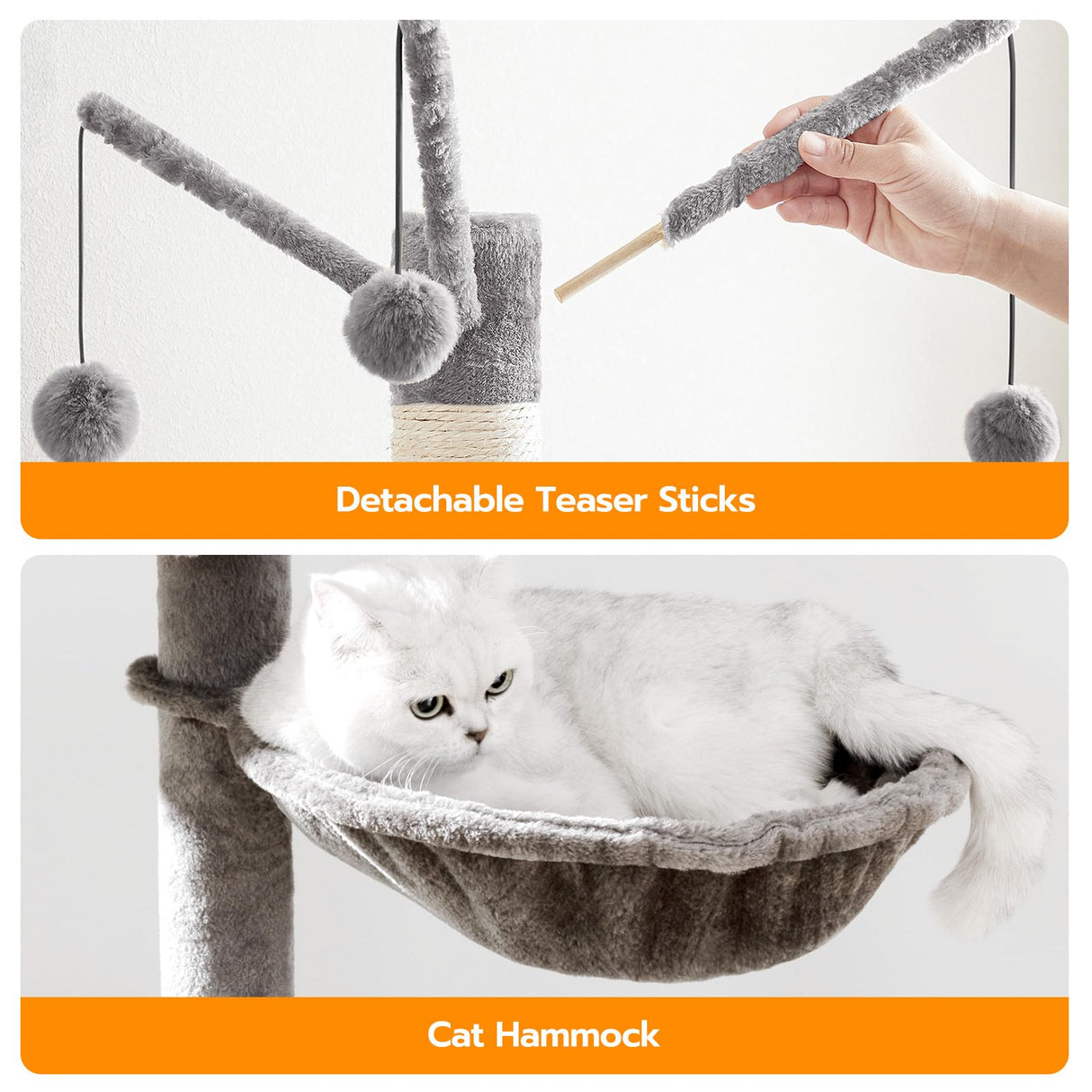 HOOBRO Cat Tree Tower with Litter Box Enclosure for Indoor Cats, Wooden Cat Condo with Scratching Posts, Cat Litter Box Furniture Hidden, All-in-One Cat Toy with Cat House, Greige BG15MZ03 HOOBRO