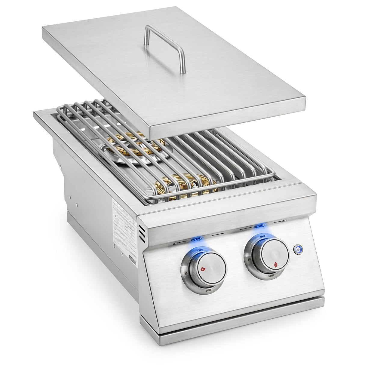 Hygrill 24,000BTU Liquid Propane Double Side Burner, Built In Double Grilling Side Burners for Outdoor Kitchen, Outdoor BBQ Grill Island Stanbroil