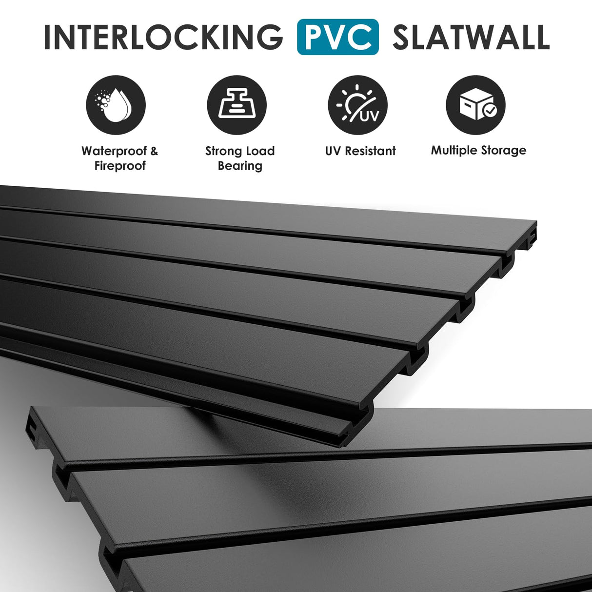 Brakki PVC Slat Wall Paneling 4x8 ft, Garage Organizer Storage System, Black Slatwall Panels for Garage Organization Product, Heavy Duty Wall Mounted Tool Storage for Home Brakki