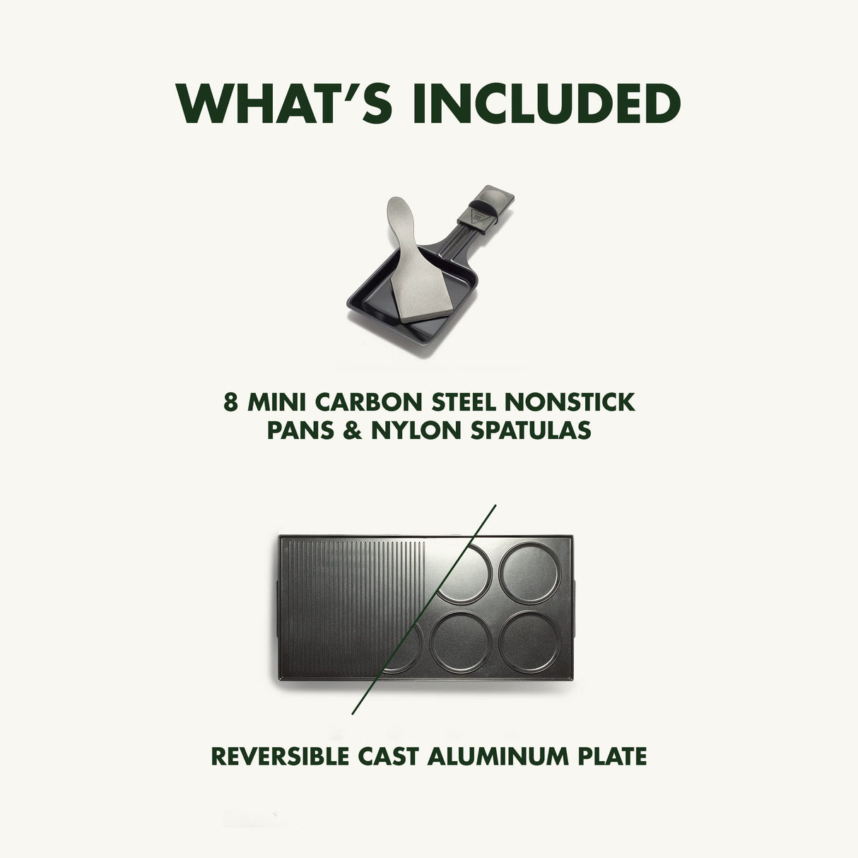 GreenPan Electrics Healthy Ceramic Nonstick, 3-in-1 Reversible Grill, Griddle & Raclette, PFAS-Free, Serves up to 8 People for Parties &Family Fun, Pancake Plate, 8 Mini Square Nonstick Pans& Spatulas GreenPan