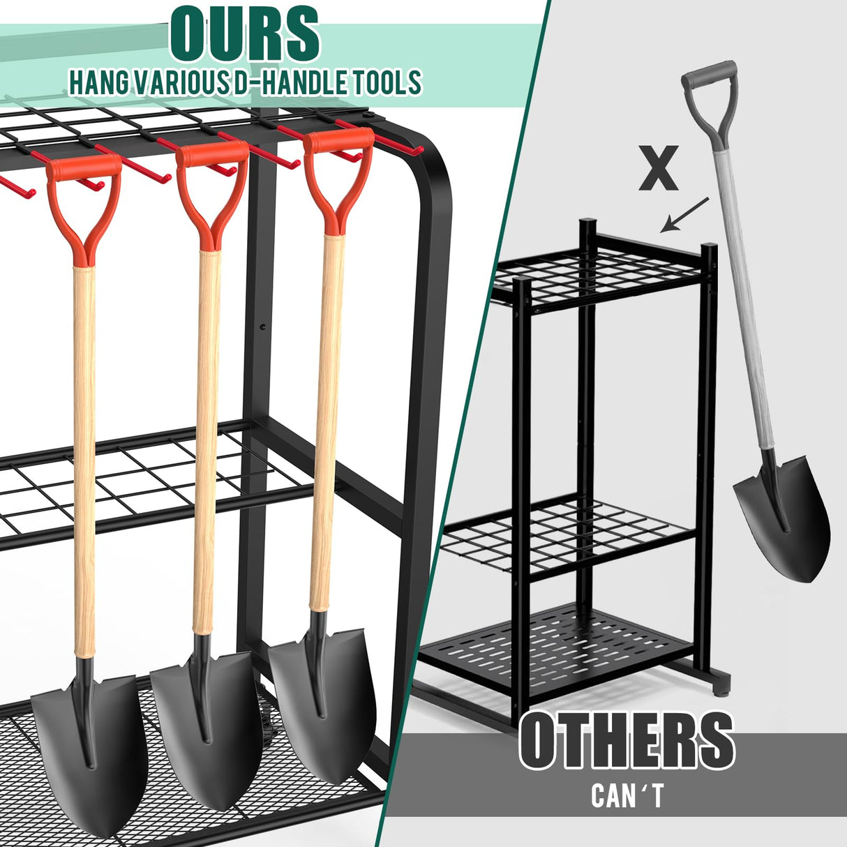 Trieez Wheeled Heavy Duty Garden Tool Storage, Alloy Steel Garden Tool Organizer with Wheels - Sturdy Metal Garden Tool Organizer for Garage, Shed, Yard Tool Holder, Basement Trieez