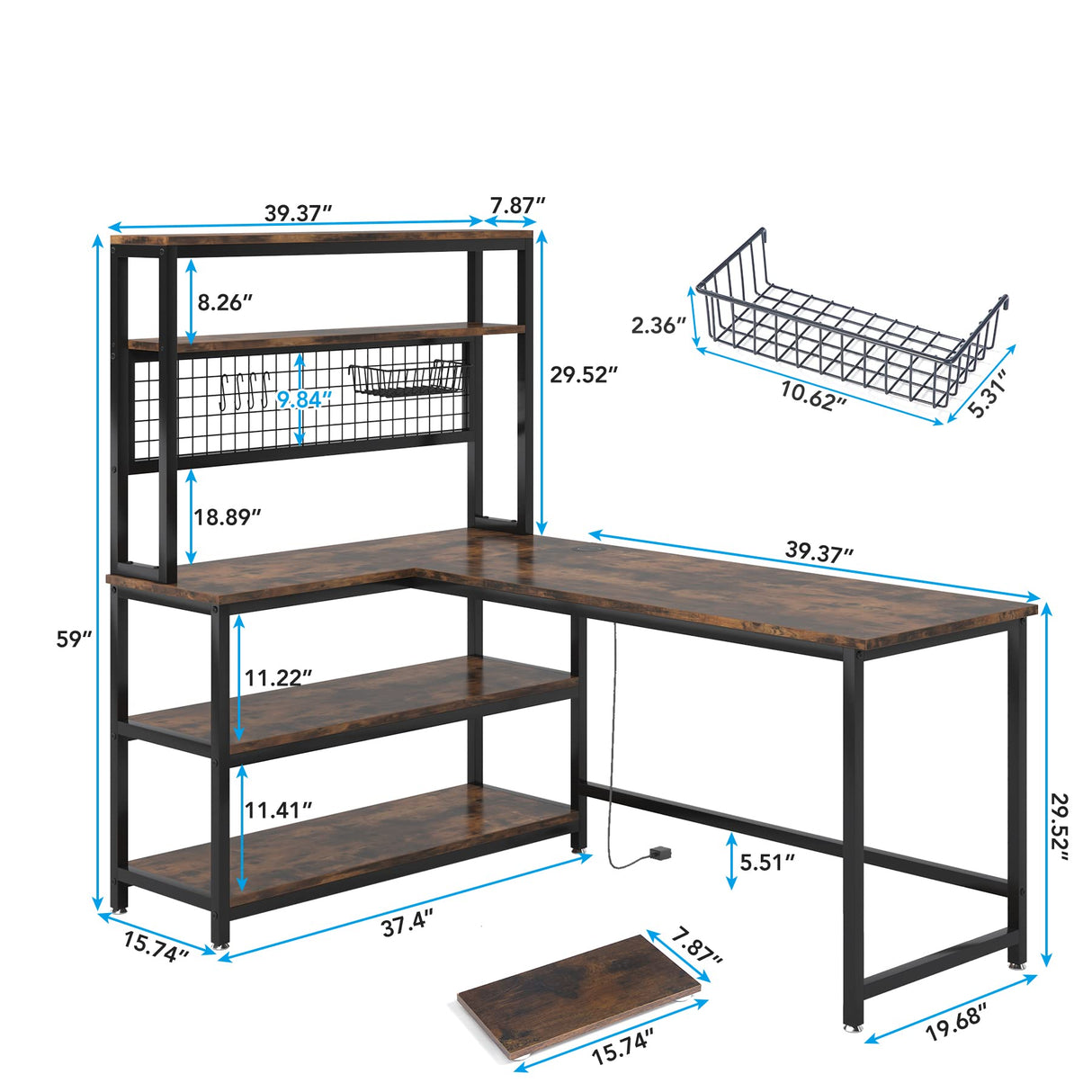 Tribesigns 55" L-Shaped Computer Desk with Wireless Charging and 5 Storage Shelves for Home Office Tribesigns