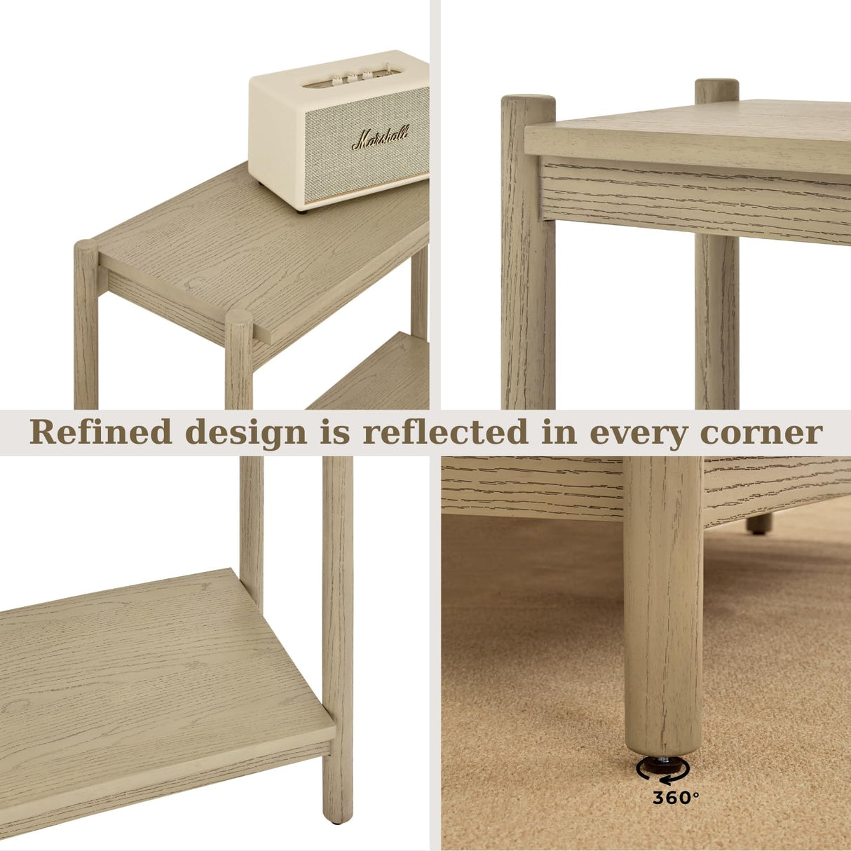 Bme Lyra Solid Wood Console Tables for Living Room - Entryway Table with 297lbs Distributed Load - Easy Assembly Sofa Tables, Light Grey Bme