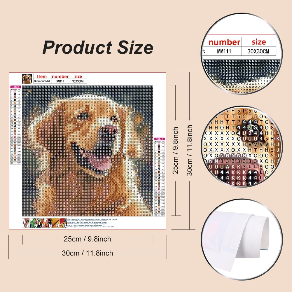 WSLWXSHM Diamond Painting Kits for Adults Dog, Round Full Drill Diamond Art Kits, 5D DIY Paint with Diamonds Crafts for Home Wall Decoration Gifts 12×12Inch, Animal WSLWXSHM
