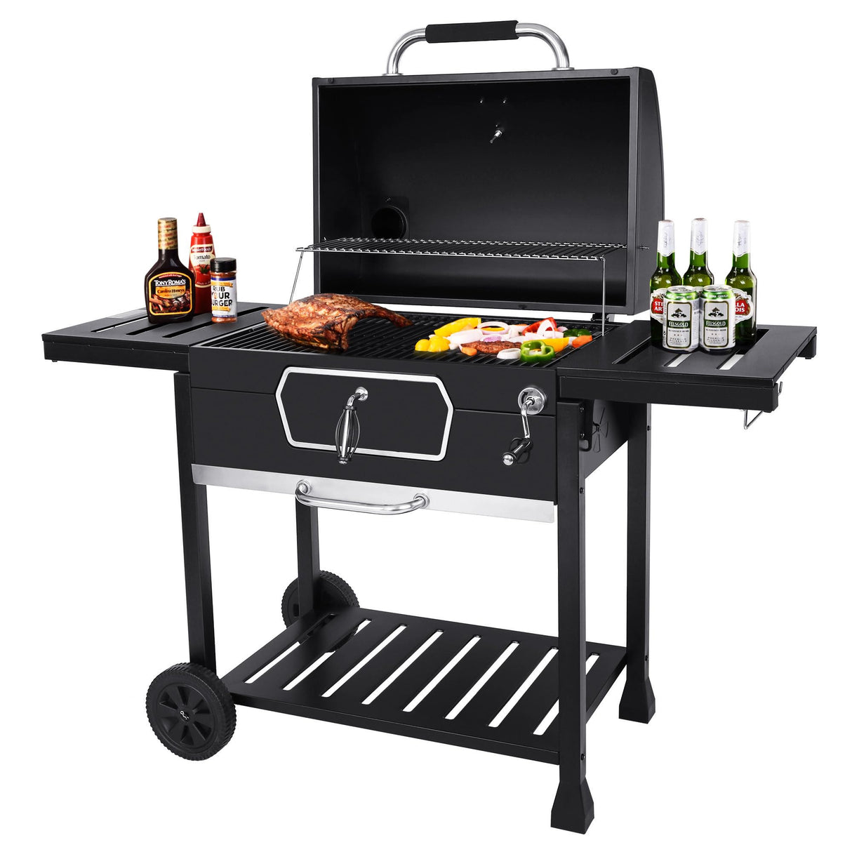 Royal Gourmet CD2030AN 30-Inch Charcoal Grill, Deluxe BBQ Smoker Picnic Camping Patio Backyard Cooking, Black, Large Royal Gourmet