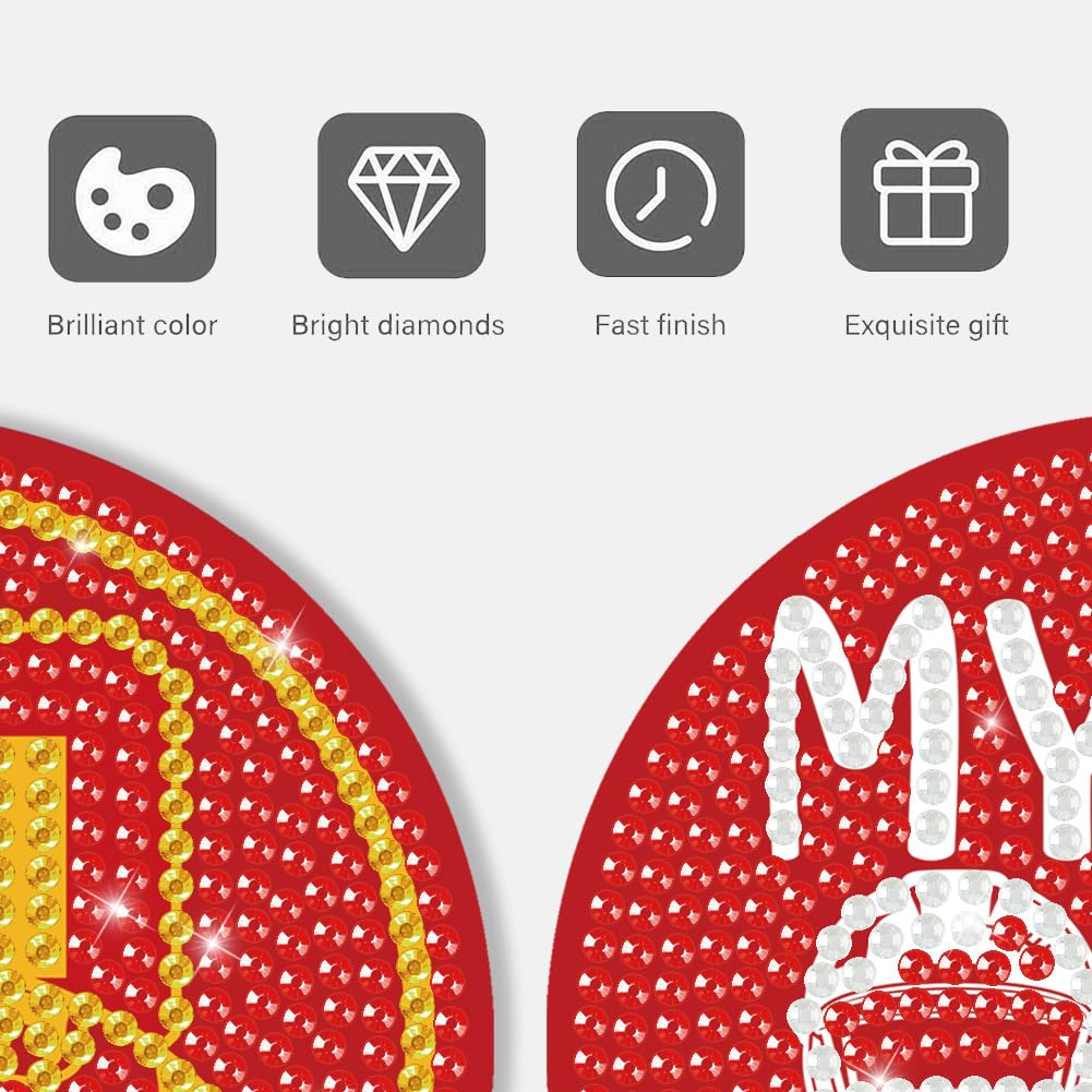 Bartogro 8 Pcs Diamond Painting Coaster Kits, DIY Football Diamond Art Coasters with Holder Sports Diamond Art Crafts Supplies for Kansas City Design Bartogro