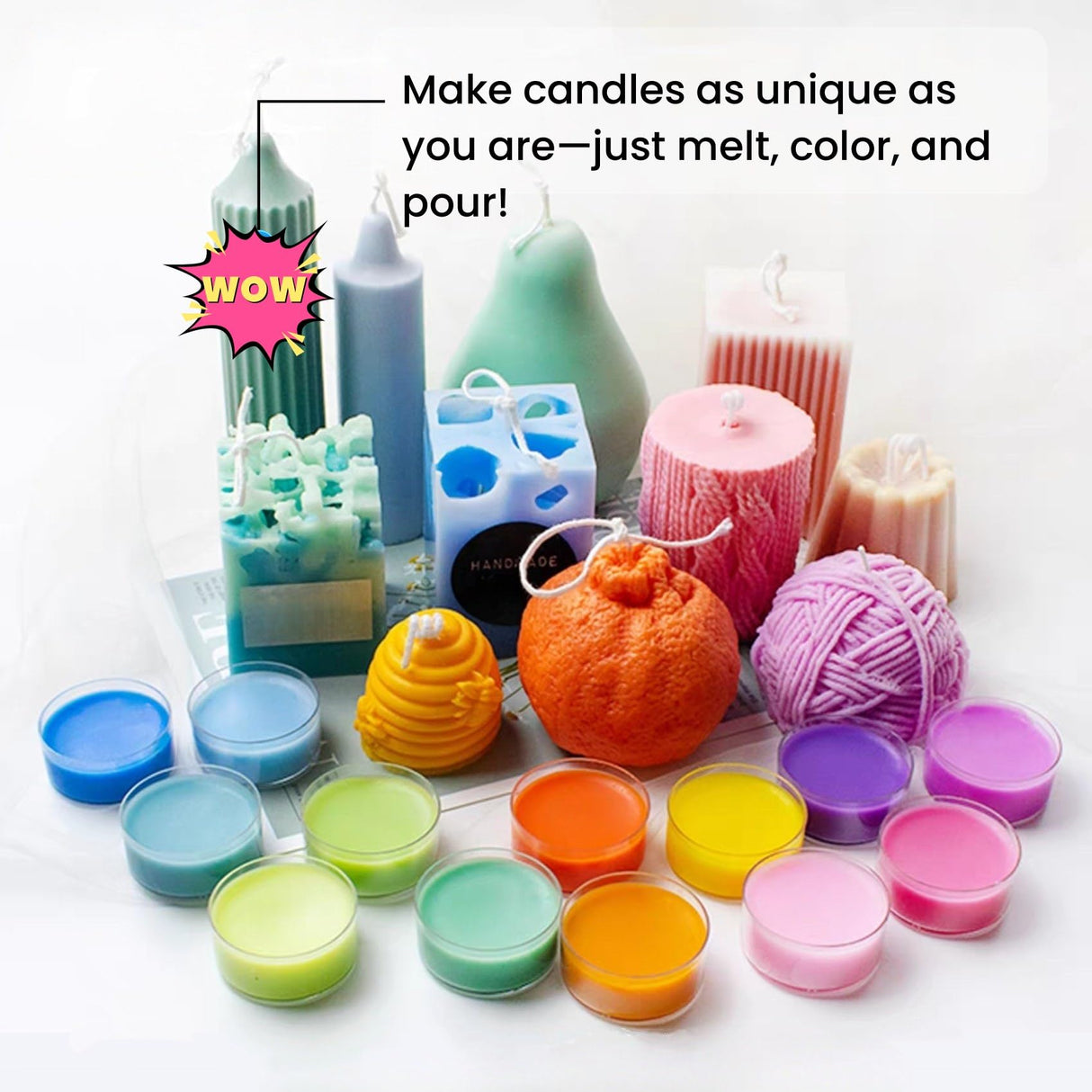 Premium Candle Wax Dye Chips, 16 Colors, Highly Concentrated Coloring for Soy Candle Making RU HANDMADE