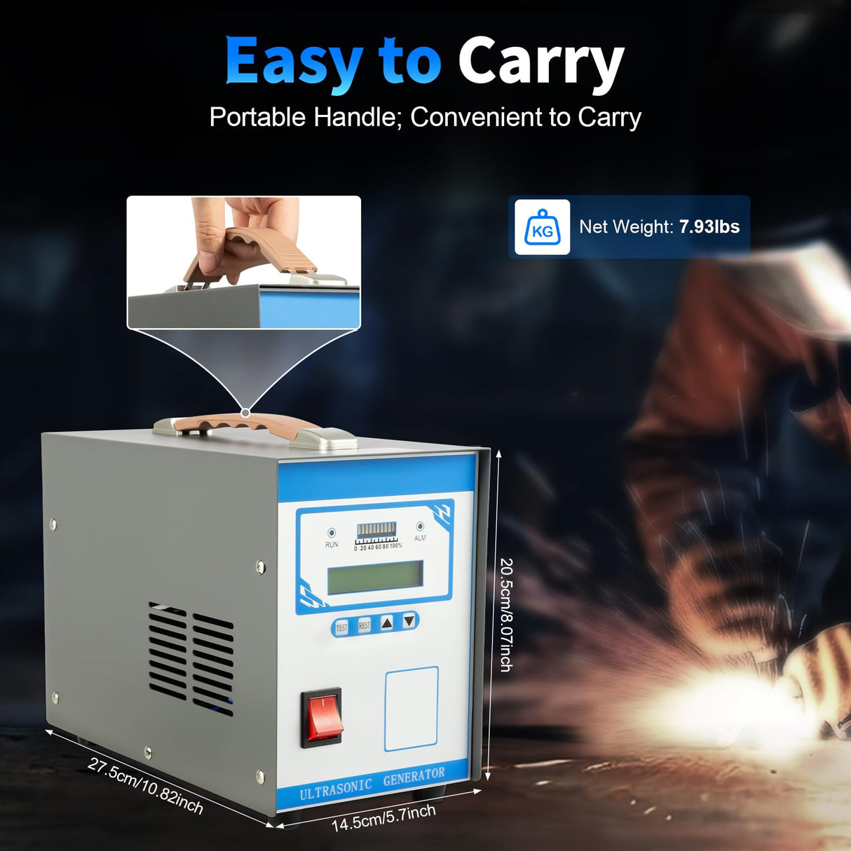 Ultrasonic Plastic Spot Welder, Portable Aluminum Cutter Welder Combo, Desktop Plastic Welding Machine, 110V 28Khz Hand Held Welder KWHXJ