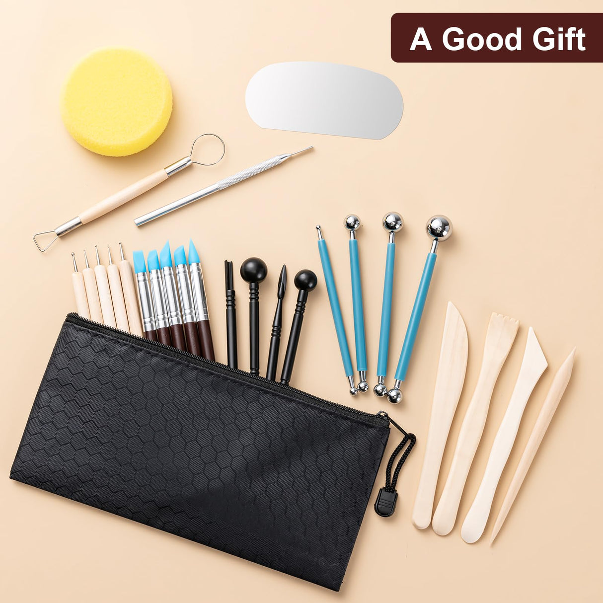 Amrules Clay Tools Kit, 27 PCS Pottery Tools, Practical Polymer Clay Sculpting Tools Kit, Air Dry Clay Tools Set for Adults, Pottery Craft, Dotting, Carving, Drawing, Molding, Modeling, Shaping Amrules