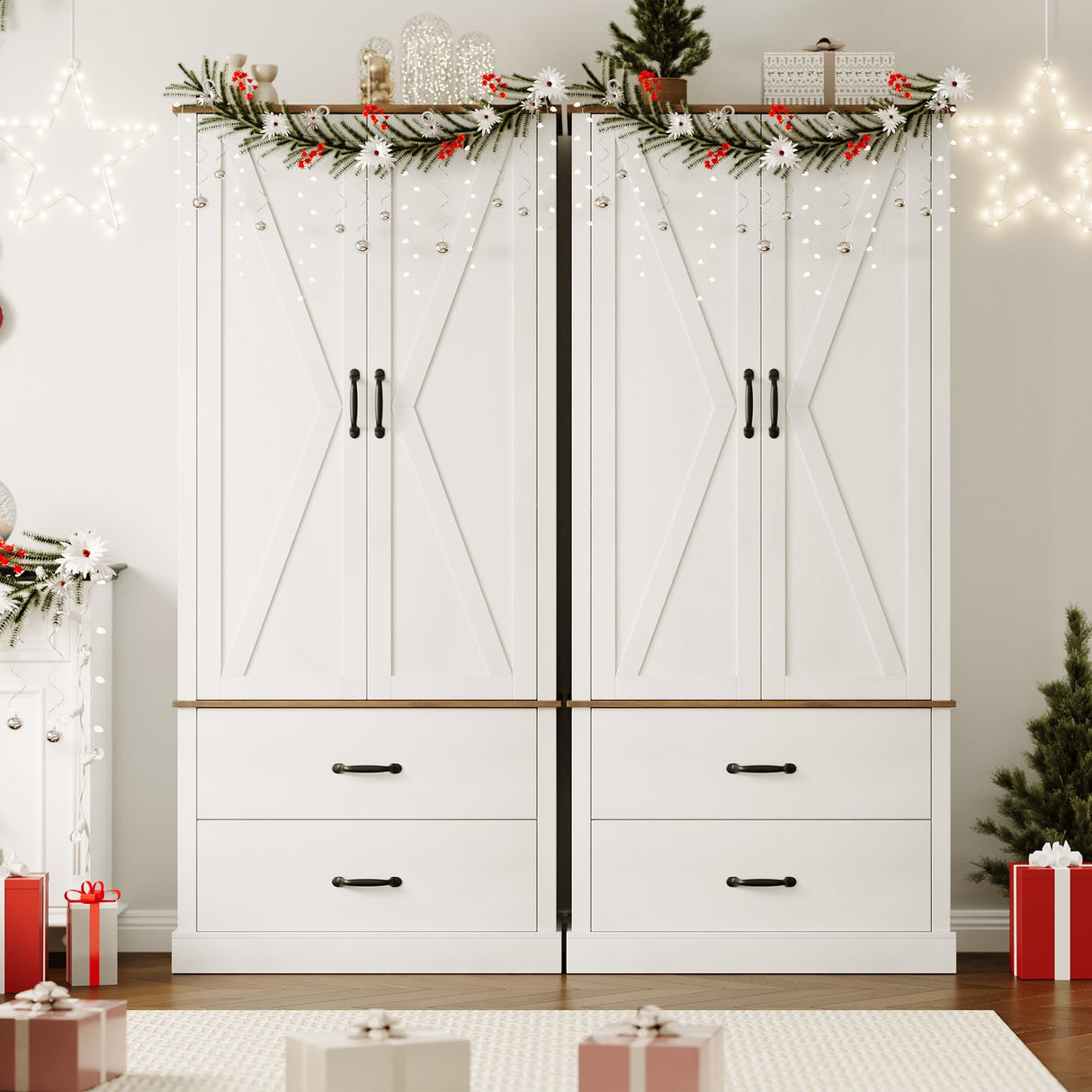 IDEALHOUSE Kitchen Pantry Cabinet with Doors and Shelves, Freestanding Tall Kitchen Cabinet with Microwave Stand, Hutch Cabinet for Kitchen, Living Room, Bathroom, White IDEALHOUSE