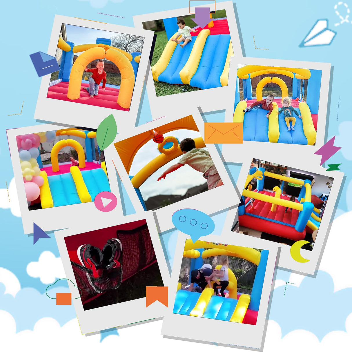 Bounce House, Inflatable Bounce House for Kids 3-12, Bouncy House with 2 Slides for Outdoor Backyard/Indoor, Bouncy Castle, Jump House for Toddlers Kids Party AKEYDIY