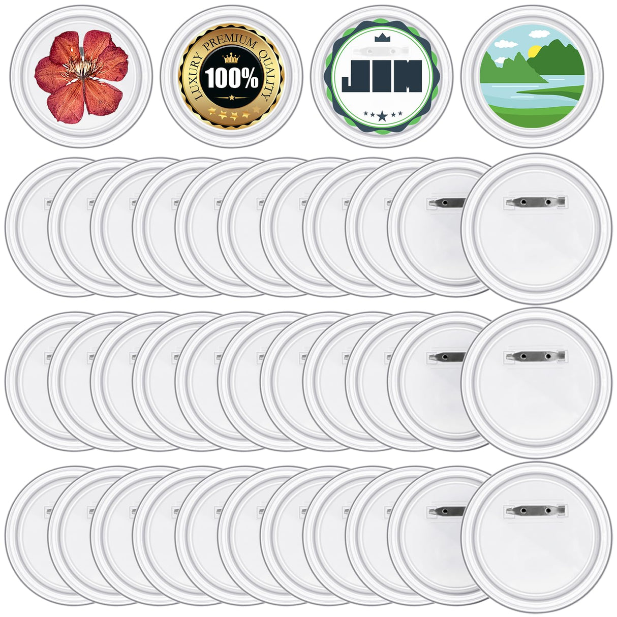 Wpxmer 40 Pack Acrylic Button Pin Badge 3 Inch Clear Plastic Craft Button with Pin Round Picture Photo Buttons Blank Pin Buttons for Crafts Supplies, School DIY Projects (40) Wpxmer